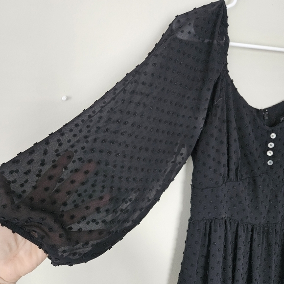 J.Crew Tiered Long Sleeve Midi Dress Black in Swiss Dot size 6 - Picture 7 of 10